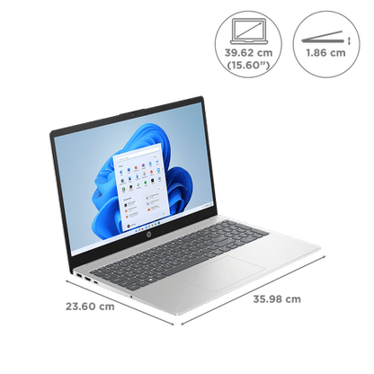 HP 15-fd0011TU Intel Core i5 13th Gen (15.6 inch, 8GB, 512GB, Windows 11 Home, MS Office 2021, Intel Iris XE, FHD Display, Natural Silver, 7P703PA)