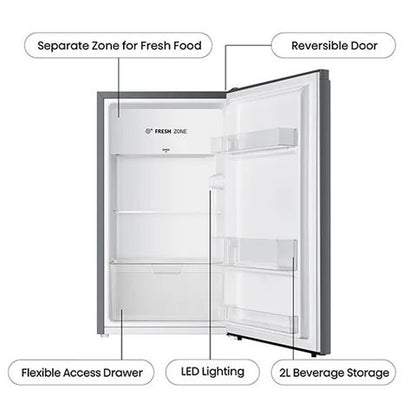 Hisense 94 Liters 3 Star Direct Cool Single Door Refrigerator with Reversible Door (RR94D4SSN, Silver)