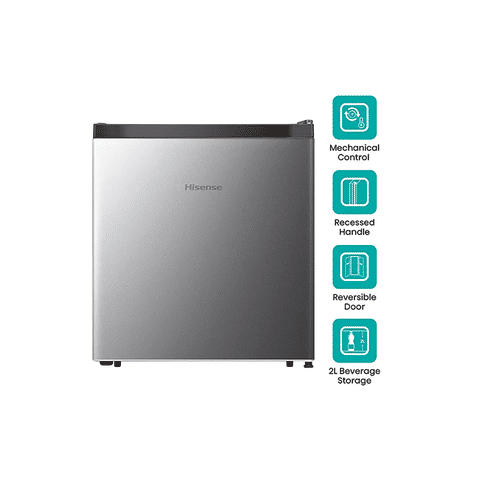 Hisense 46 Liters 4 Star Direct Cool Single Door Refrigerator with Reversible Door (RR46D4SSN, Silver)