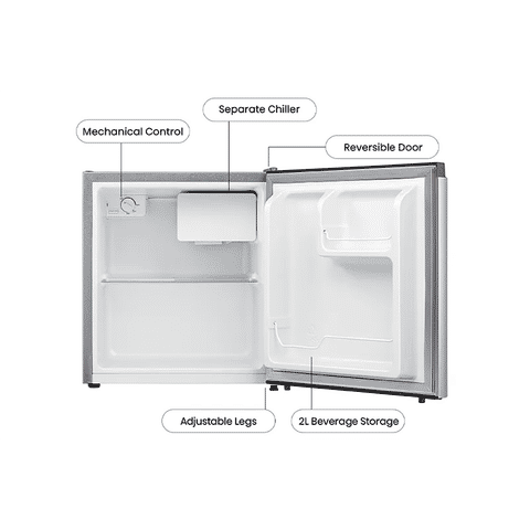 Hisense 46 Liters 4 Star Direct Cool Single Door Refrigerator with Reversible Door (RR46D4SSN, Silver)