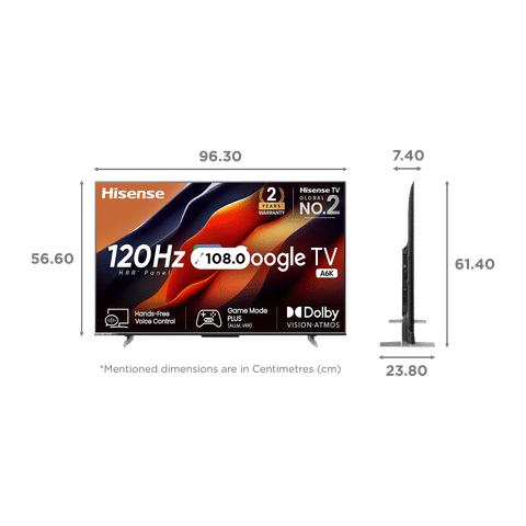 Hisense A6K 108 cm (43 inch) 4K Ultra HD LED Google TV with Dolby Atmos