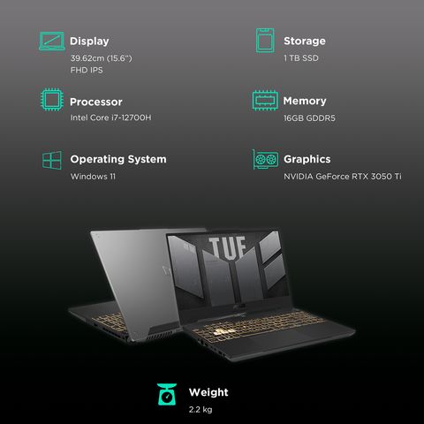 ASUS TUF Gaming F15 Intel Core i7 12th Gen Gaming Laptop (16GB, 1TB SSD, Windows 11 Home, 4GB GDDR6, 15.6 inch Full HD IPS Display, MS Office 2021, Mecha Gray, 2.2 Kg)