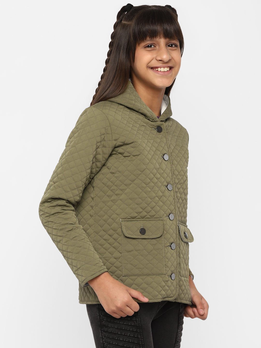 Girls-Full-Sleeve-Jacket-Olive