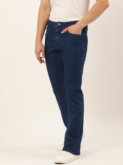 Men Navy Boot-Cut Solid Jeans