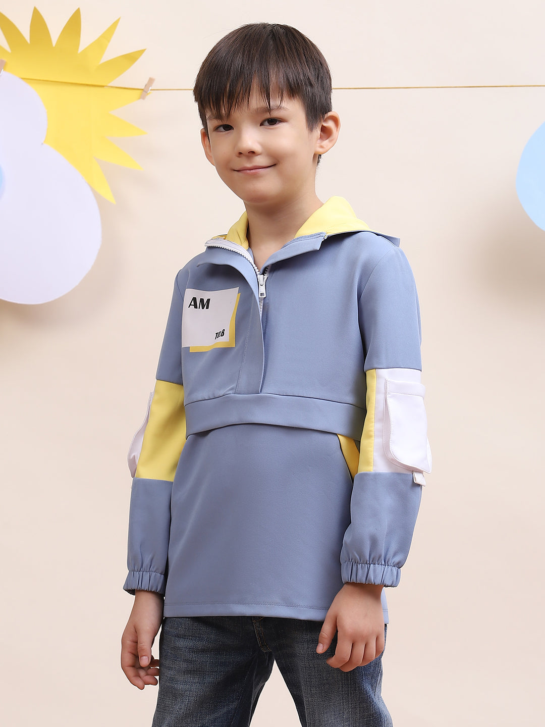 Stylish Blue Kids' Jacket with Utility Pockets