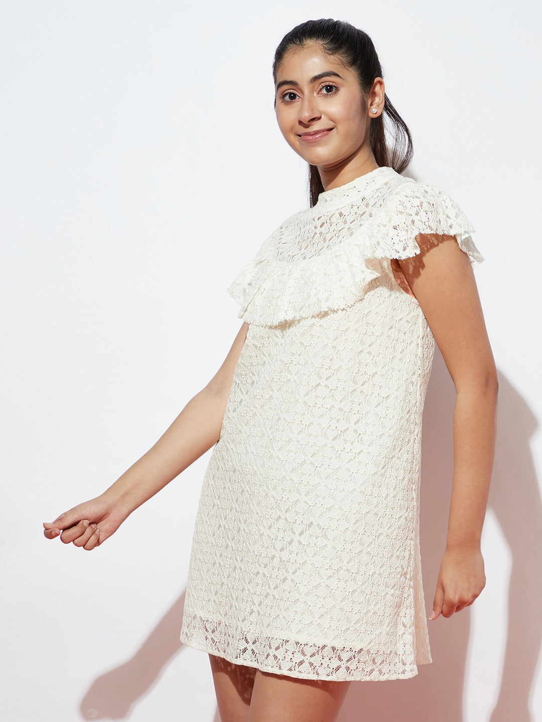 Girls Woven Schifili White Dress