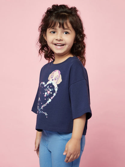 Girls Navy Oversized Paw Patrol Tshirt