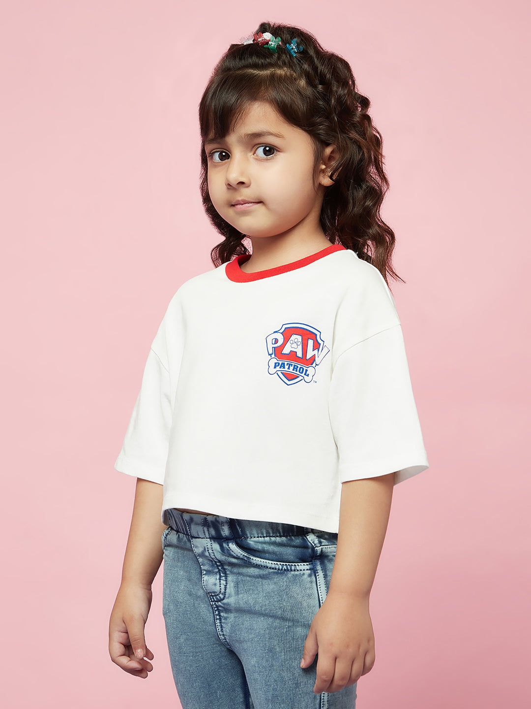 Girls Cotton White Paw Patrol T-shirt