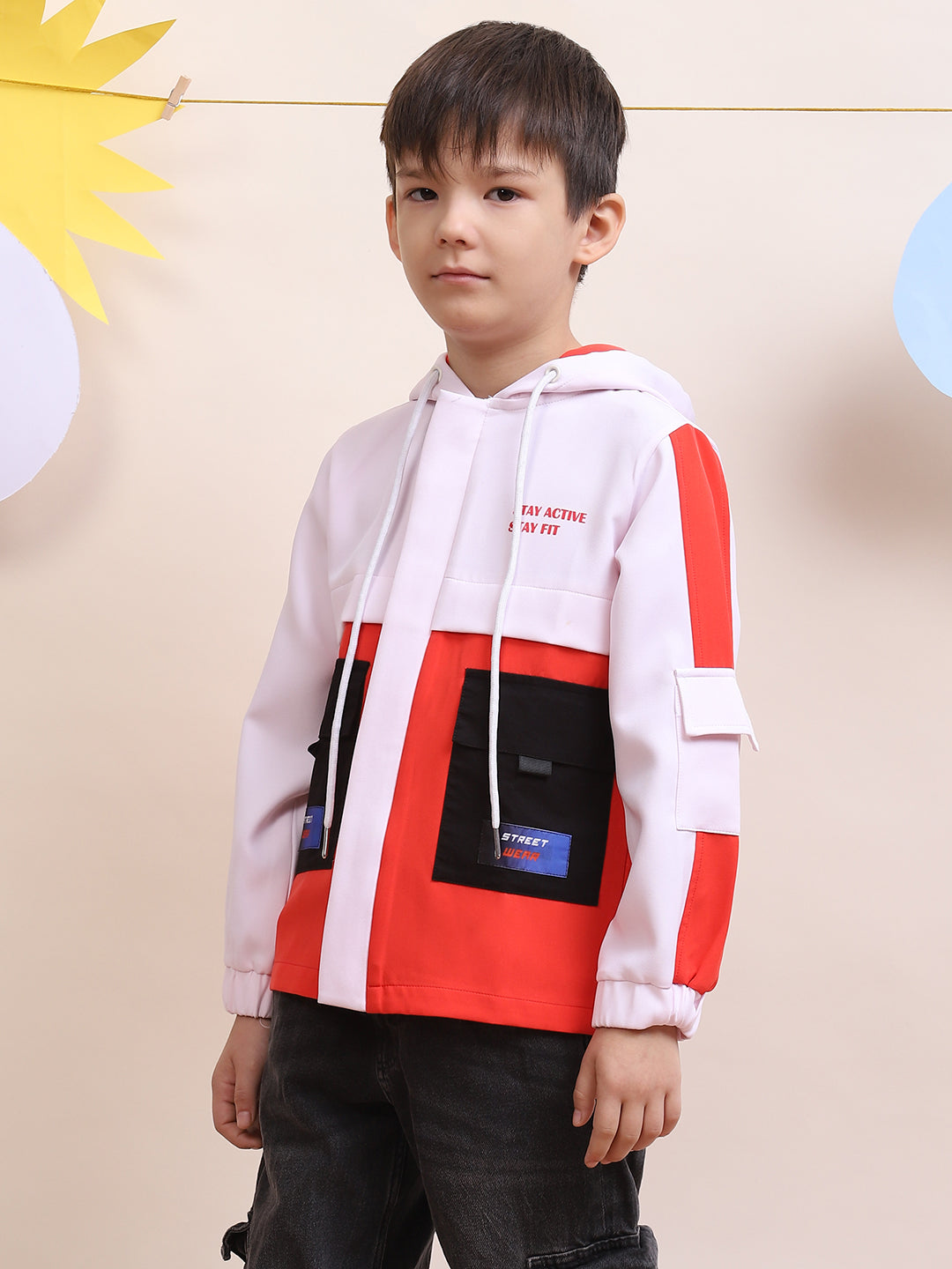 Boys' Stylish "Stay Active Stay Fit" Hooded Jacket