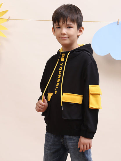 Boys Black & Yellow Zipper Hoodie