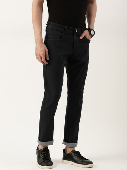 Men Black Slim Fit Solid Jeans