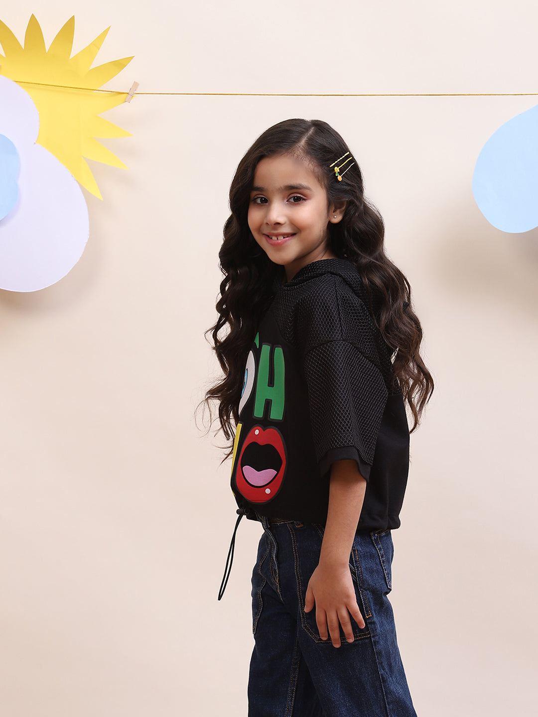 Girls' Trendy "Oh No" Graphic Hoodie