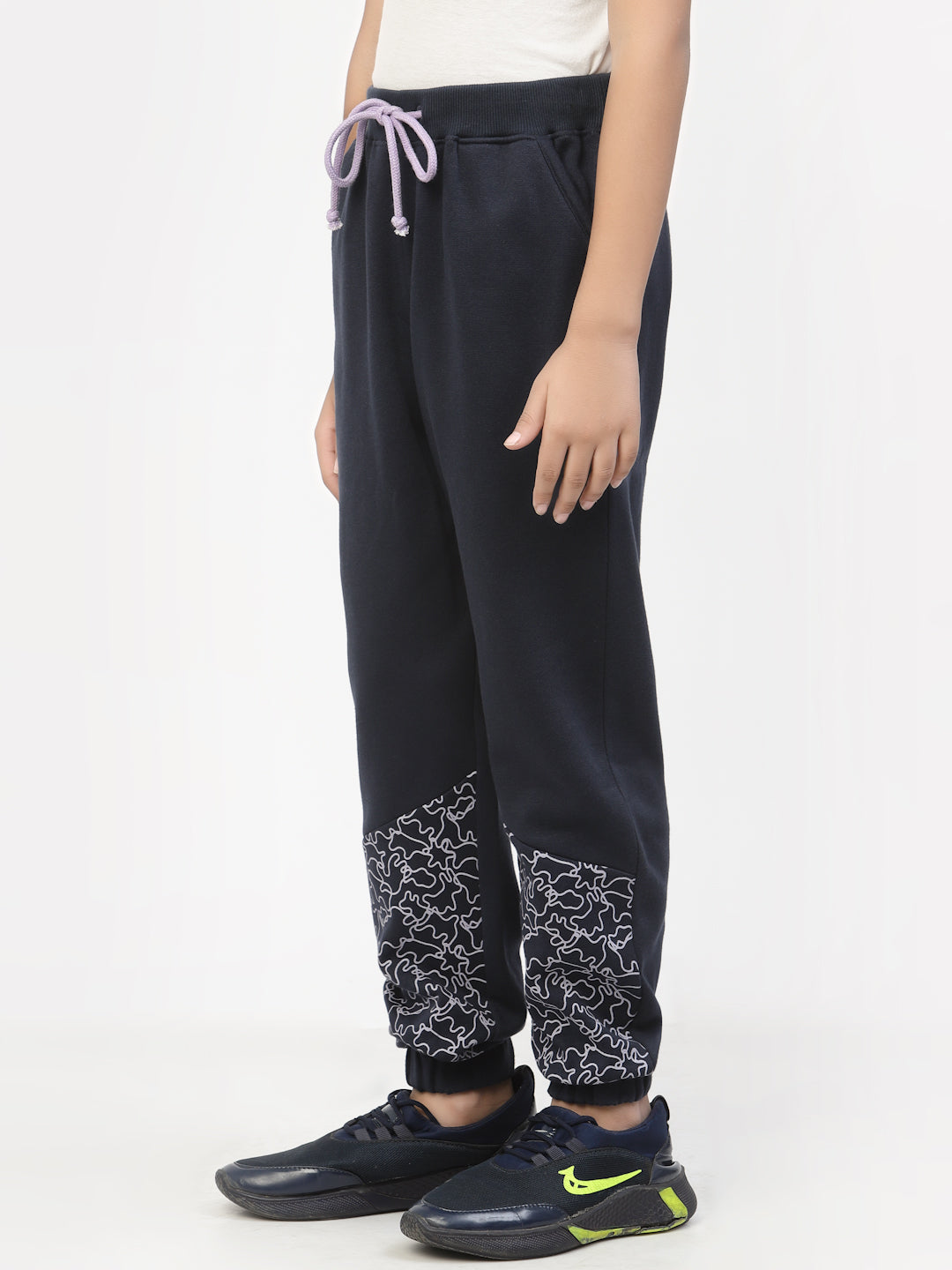 Organic Bottom Printed Boy Jogger- Black