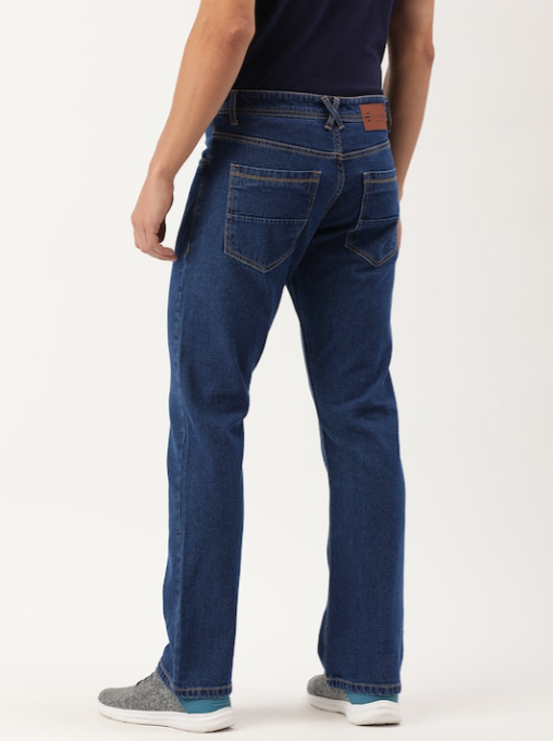 Men Indigo Boot-Cut Solid Jeans