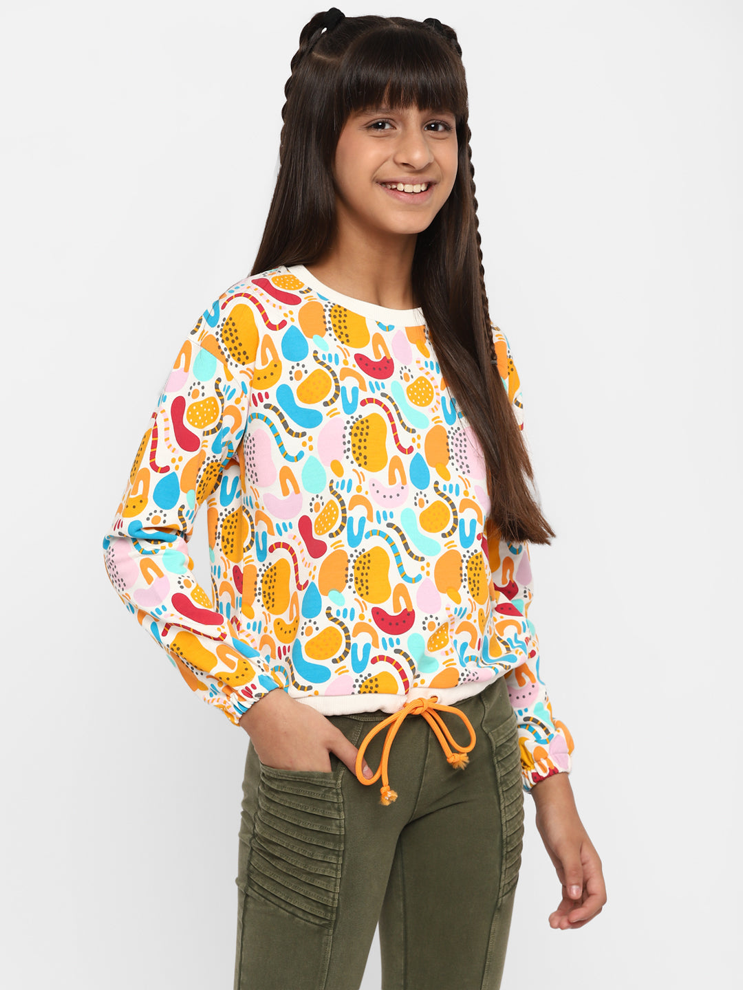 Girls-All-Over-Printed-Sweatshirt-Orange