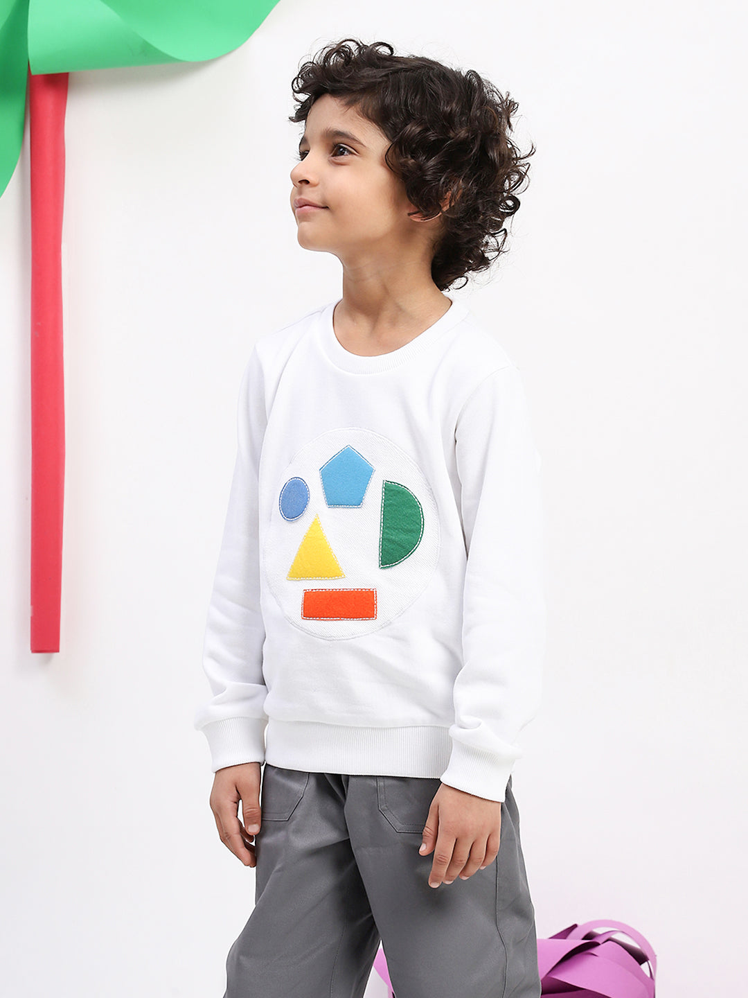 Spunkies Terry Cotton Blend Full Sleeve Graphic Sweatshirt for Boys