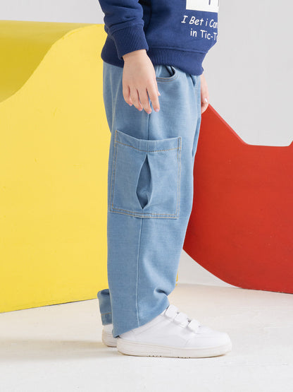 Washed Denim Style Jogger Pants