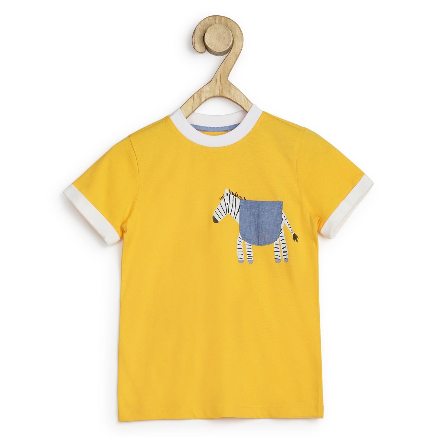 Kid Boy Yellow Round Neck and White Jungle Shorts Set