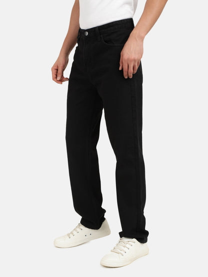 Men Black Relaxed Fit Solid Jeans