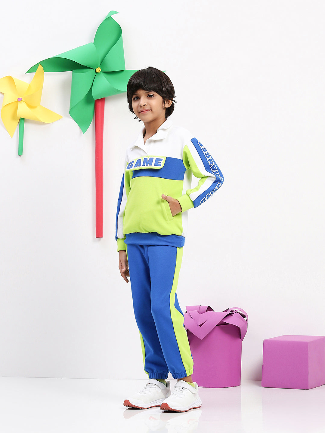 Boys' "Game Changer" Colorblock Tracksuit - Bold & Sporty Two-Piece Set