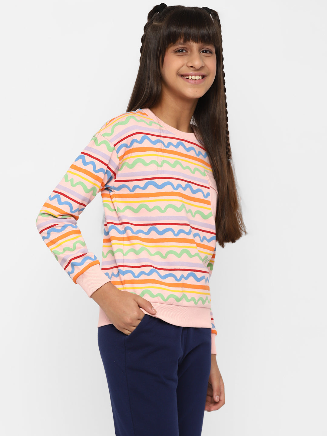 Spunkies-Girls-All-Over-Printed-Sweatshirt-Pink