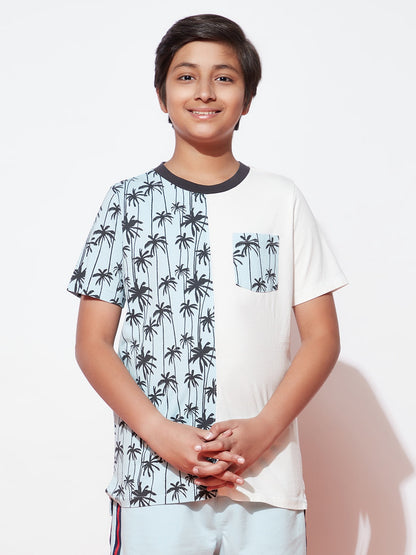 Teen Boys' Funky Blue Printed T-Shirt and Short Set