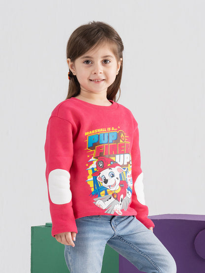 Chest Printed Paw Patrol Pink Sweatshirts