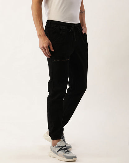 Men Black Slim Fit Solid Jogger Jeans