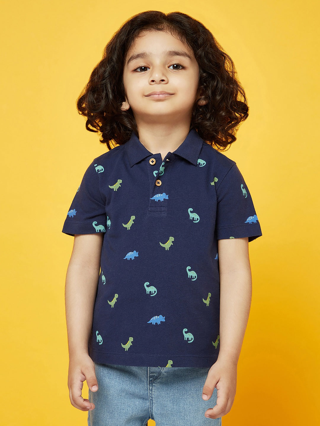 Kid Boys Collared Print T-Shirt and Shorts Set