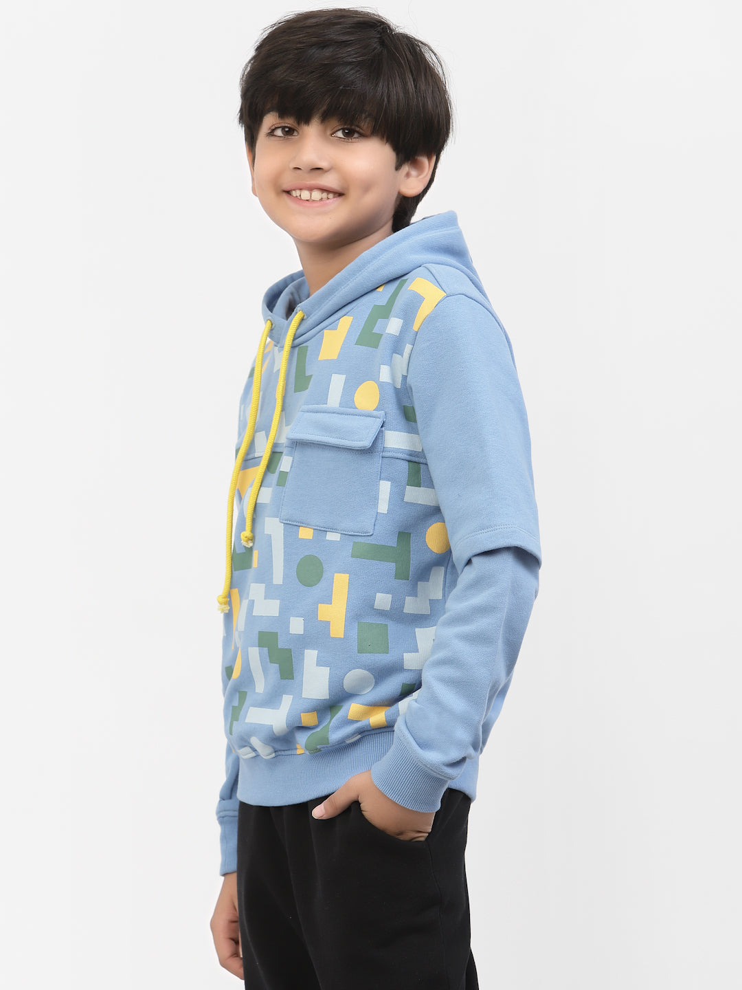 Boys Winter Colour Block Hoodie Blue