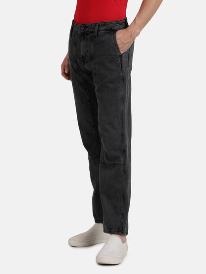 Men Charcoal Grey Relaxed Fit Solid Carpenter Style Jeans