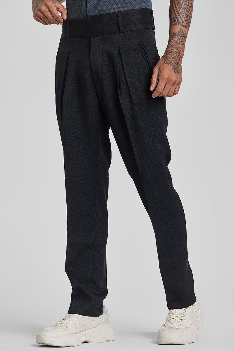 Black Relaxed Fit Korean Trousers