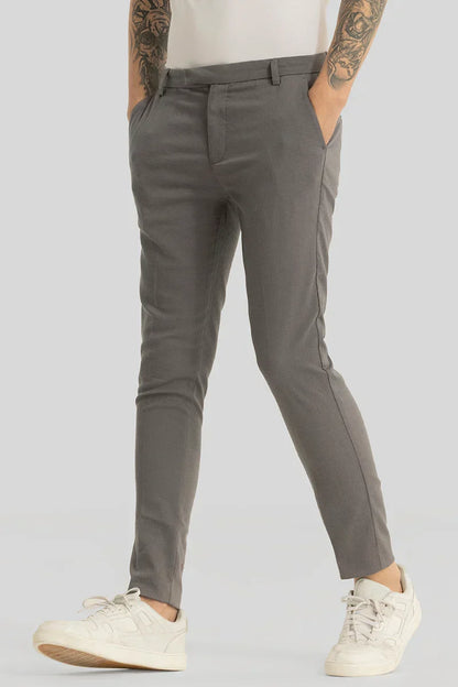 Yann Grey Plain Slim Fit Trousers