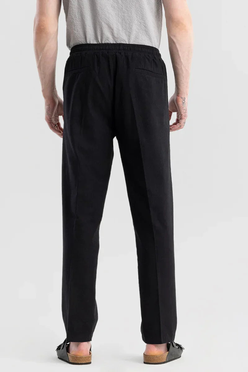 Wafty Black Linen Trousers