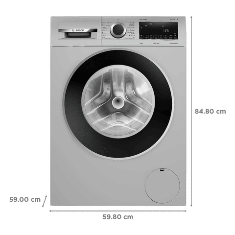 BOSCH 8 kg Fully Automatic Front Load Washing Machine (Series 6, WGA1320SIN, Auto Stain Removal, Silver)