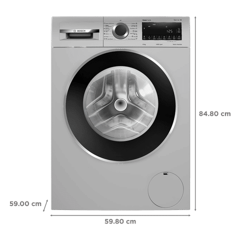 BOSCH 8 kg Fully Automatic Front Load Washing Machine (Series 6, WGA2341SIN, Auto Stain Removal, Silver)