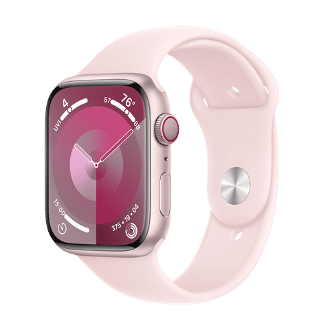 Apple Watch Series 9 GPS+Cellular with Light Pink Sport Band - S/M (45mm Display, Pink Aluminium Case)