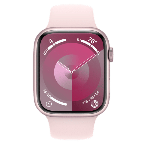 Apple Watch Series 9 GPS+Cellular with Light Pink Sport Band - S/M (45mm Display, Pink Aluminium Case)