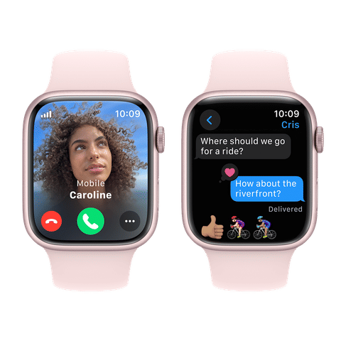 Apple Watch Series 9 GPS+Cellular with Light Pink Sport Band - S/M (45mm Display, Pink Aluminium Case)