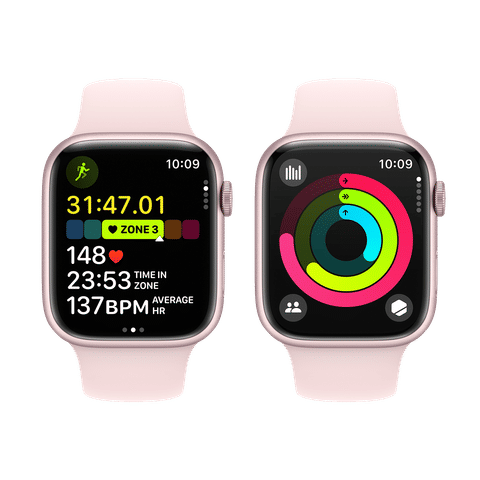 Apple Watch Series 9 GPS+Cellular with Light Pink Sport Band - S/M (45mm Display, Pink Aluminium Case)