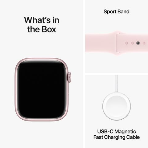 Apple Watch Series 9 GPS+Cellular with Light Pink Sport Band - S/M (45mm Display, Pink Aluminium Case)