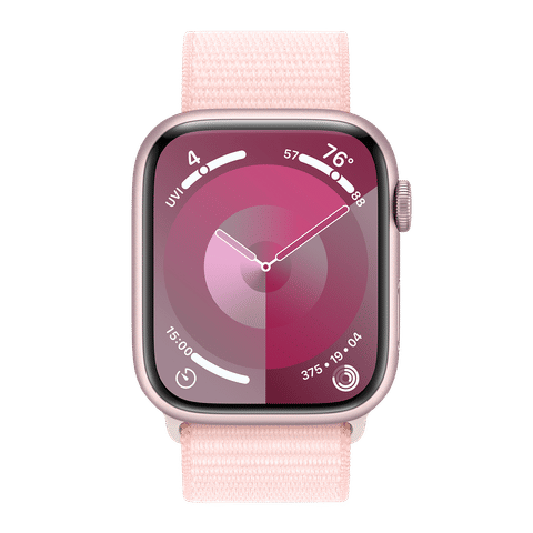 Apple Watch Series 9 GPS+Cellular with Light Pink Sport Loop - M/L(45mm Display, Pink Aluminium Case)