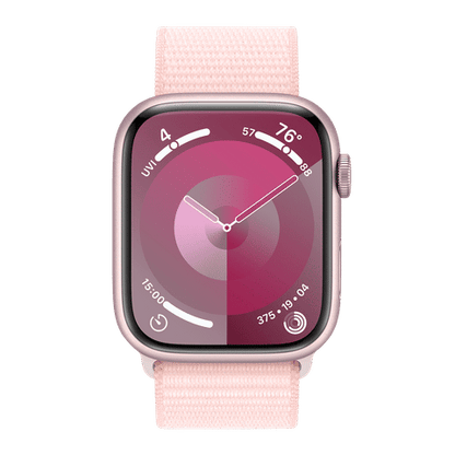 Apple Watch Series 9 GPS+Cellular with Light Pink Sport Loop - M/L(45mm Display, Pink Aluminium Case)