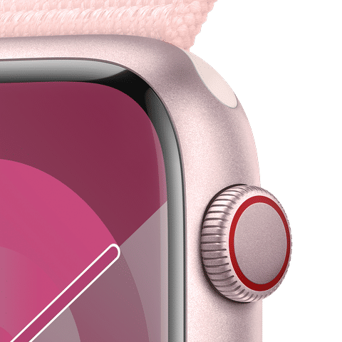 Apple Watch Series 9 GPS+Cellular with Light Pink Sport Loop - M/L(45mm Display, Pink Aluminium Case)