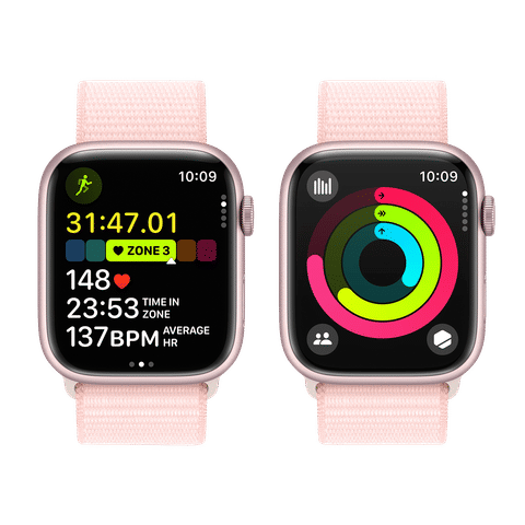 Apple Watch Series 9 GPS+Cellular with Light Pink Sport Loop - M/L(45mm Display, Pink Aluminium Case)