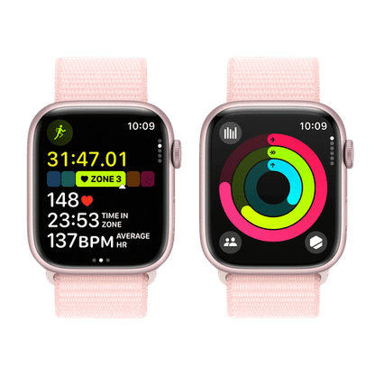 Apple Watch Series 9 GPS+Cellular with Light Pink Sport Loop - M/L(45mm Display, Pink Aluminium Case)