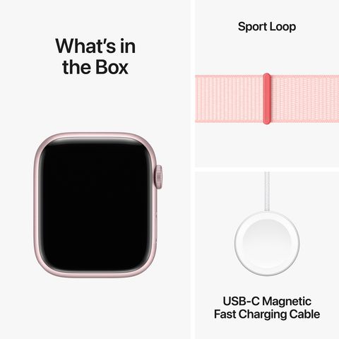 Apple Watch Series 9 GPS+Cellular with Light Pink Sport Loop - M/L(45mm Display, Pink Aluminium Case)