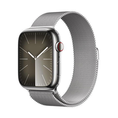 Apple Watch Series 9 GPS+Cellular with Silver Milanese Loop - M/L (45mm Display, Silver Stainless Steel Case)