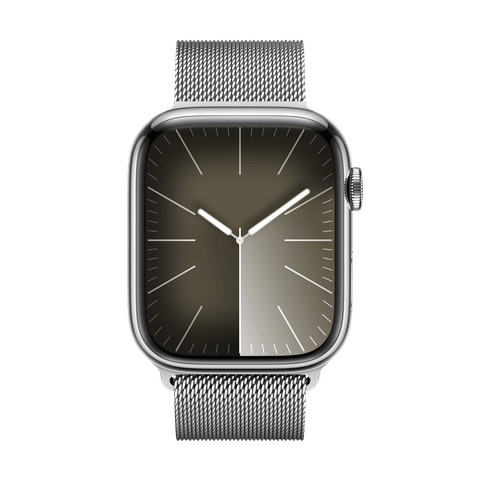 Apple Watch Series 9 GPS+Cellular with Silver Milanese Loop - M/L (45mm Display, Silver Stainless Steel Case)