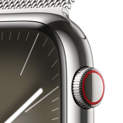 Apple Watch Series 9 GPS+Cellular with Silver Milanese Loop - M/L (45mm Display, Silver Stainless Steel Case)